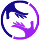 Purple and blue hands silhouette