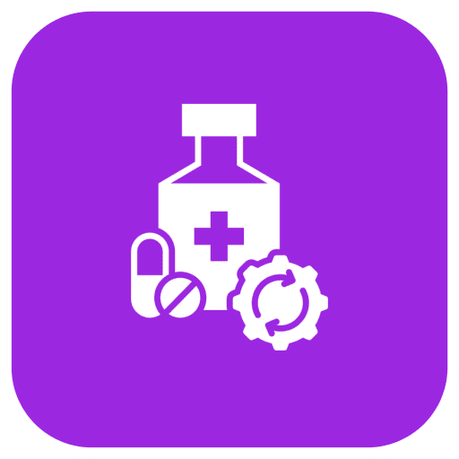 Healthcare management symbol in white and purple