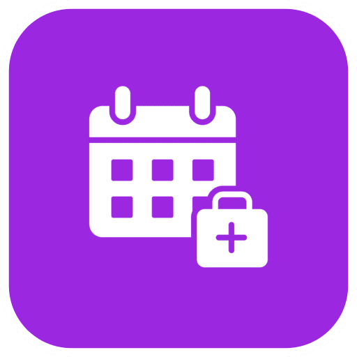 Medical schedule symbol on purple background