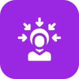 Focused attention icon on purple background