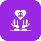 Purple background with hands and peace heart